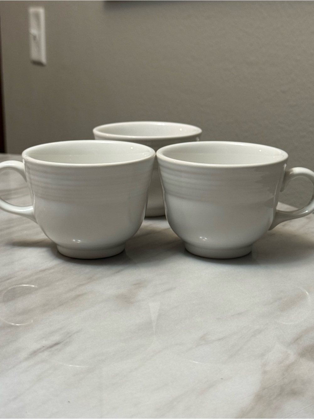Fiesta Homer Laughlin Fiesta Ware White Coffee Mugs 2.75” Set 3